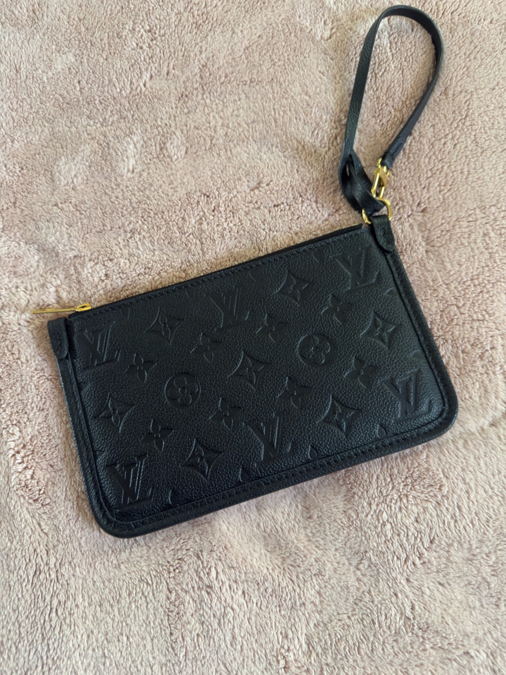 Louis Vuitton Black Monogram Embossed Wristlet Clutch